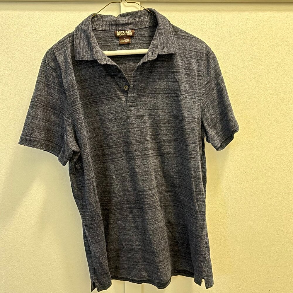Michael Kors Men's Navy Blue Heathered Polo Shirt - Classic Style